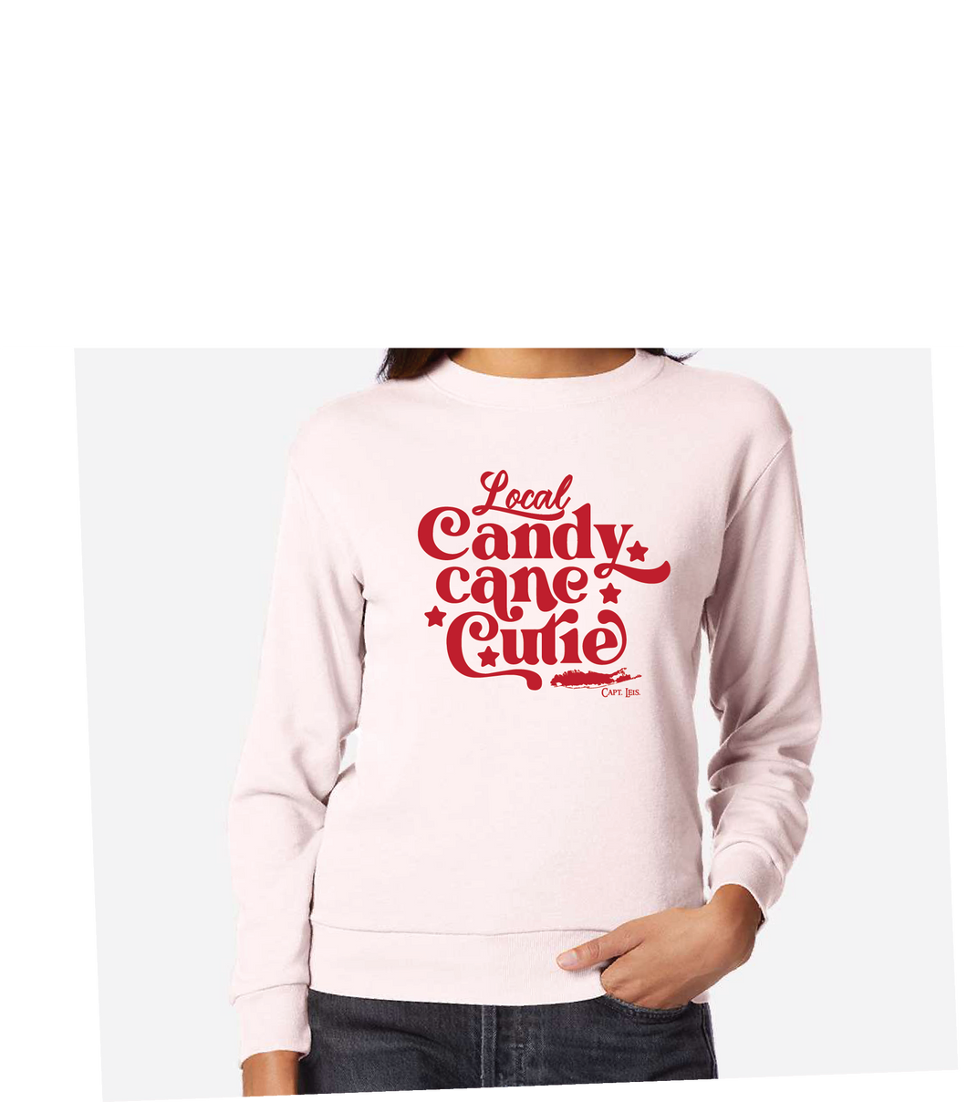 Candy Cane Cutie Ladies Soft Crewneck Pullover