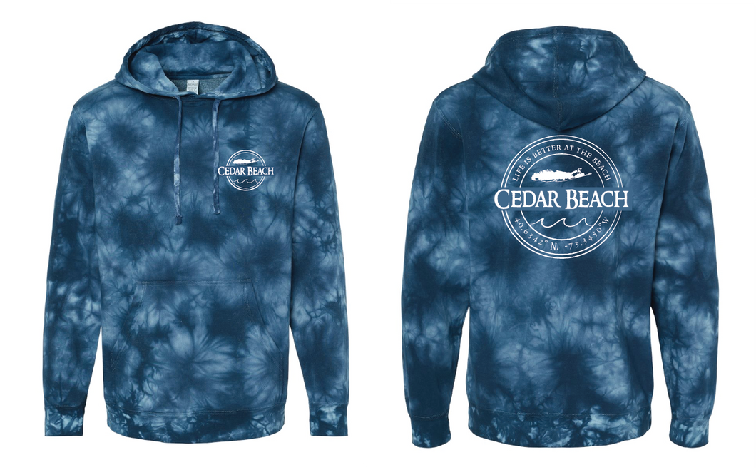 2024 Cedar Beach Hooded Sweatshirt - Navy Tie Dye