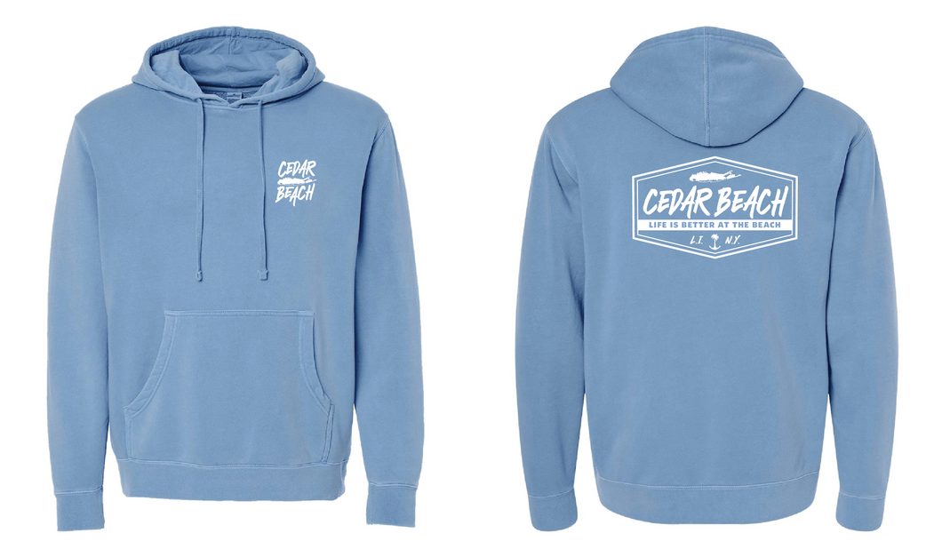 Salty Cedar ‘Beach Washed’ Light Blue Hooded Sweatshirt