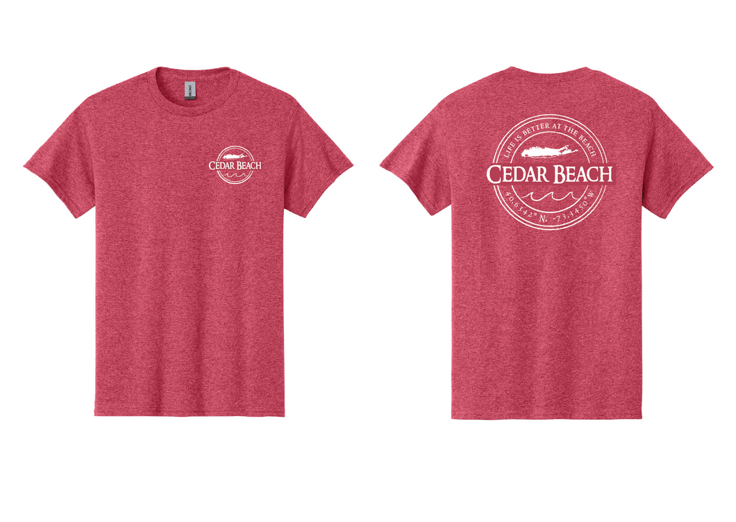 2024 Cedar Beach Tshirt - Heather Red