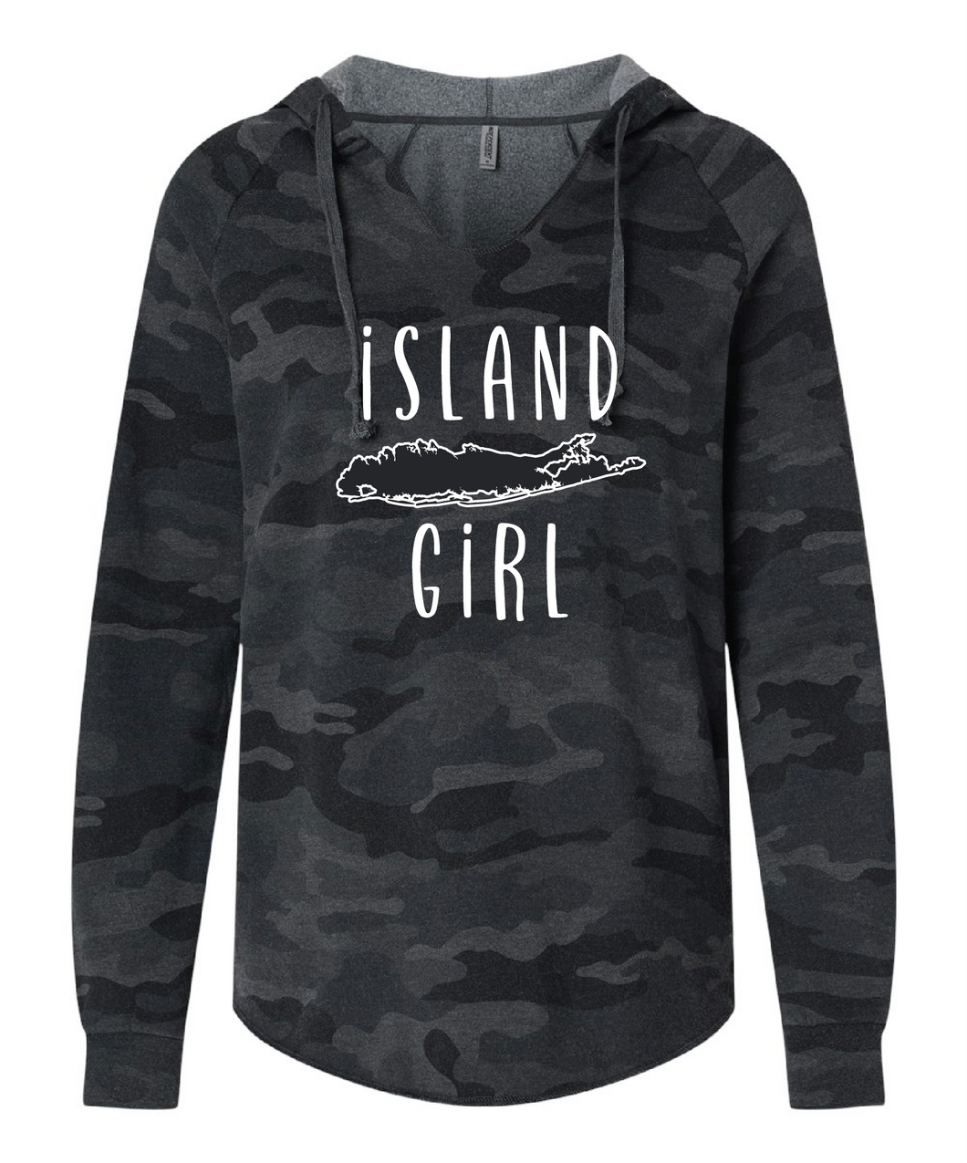 Island Girl Wave Wash Hoodie - Black Camouflage