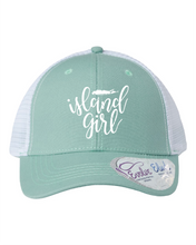 Load image into Gallery viewer, Island Girl Ponytail Meshback Hat - Seafoam
