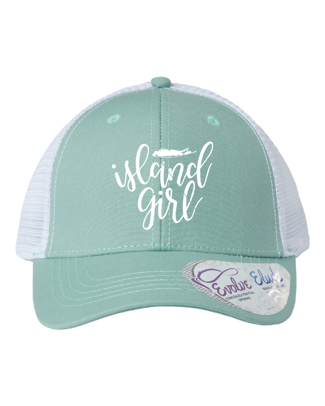 Island Girl Ponytail Meshback Hat - Seafoam