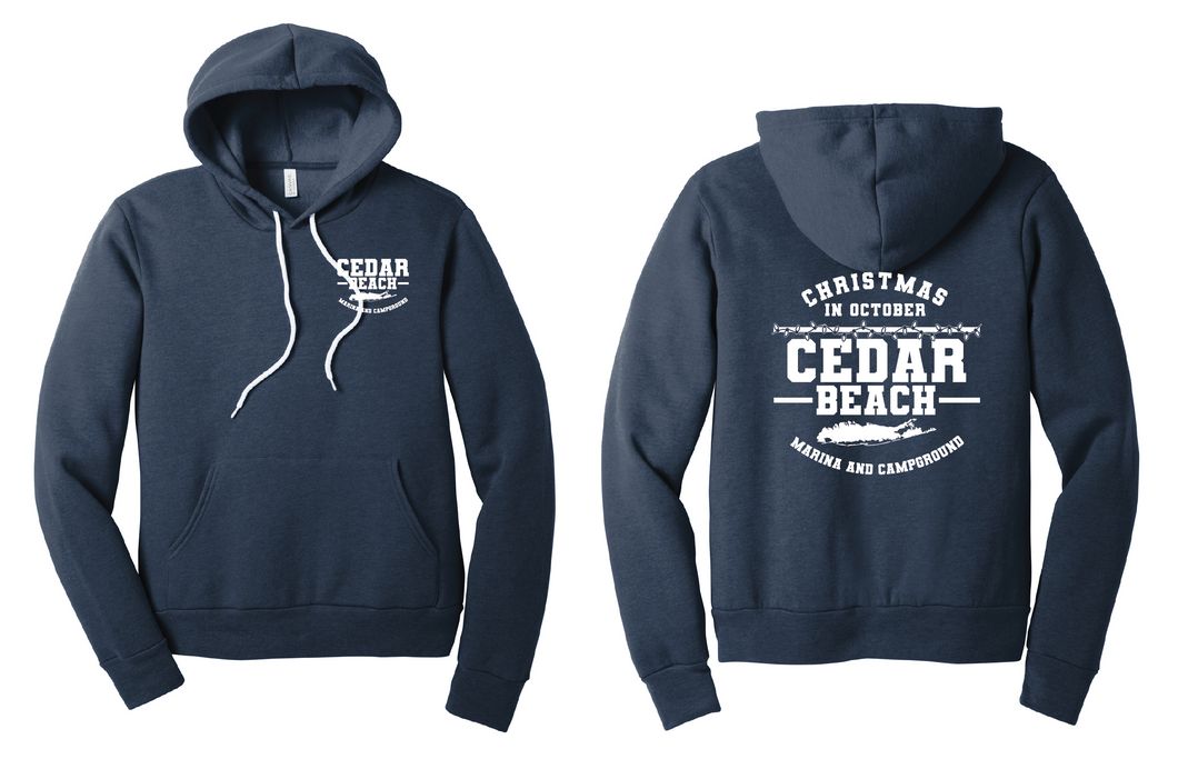 2025 Cedar Beach Christmas in October Hooded Sweatshirt - Heather Navy