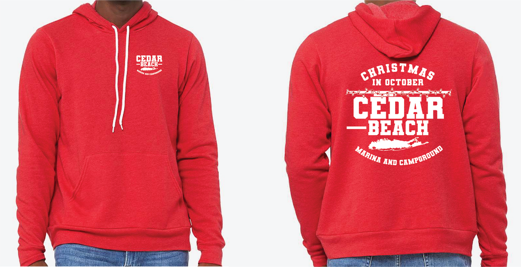 2025 Cedar Beach Christmas in October Hooded Sweatshirt - Heather Red