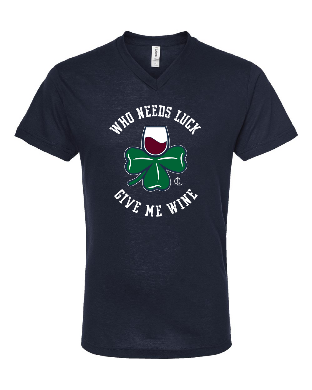 Give Me Wine Unisex V-Neck Tshirt - Navy