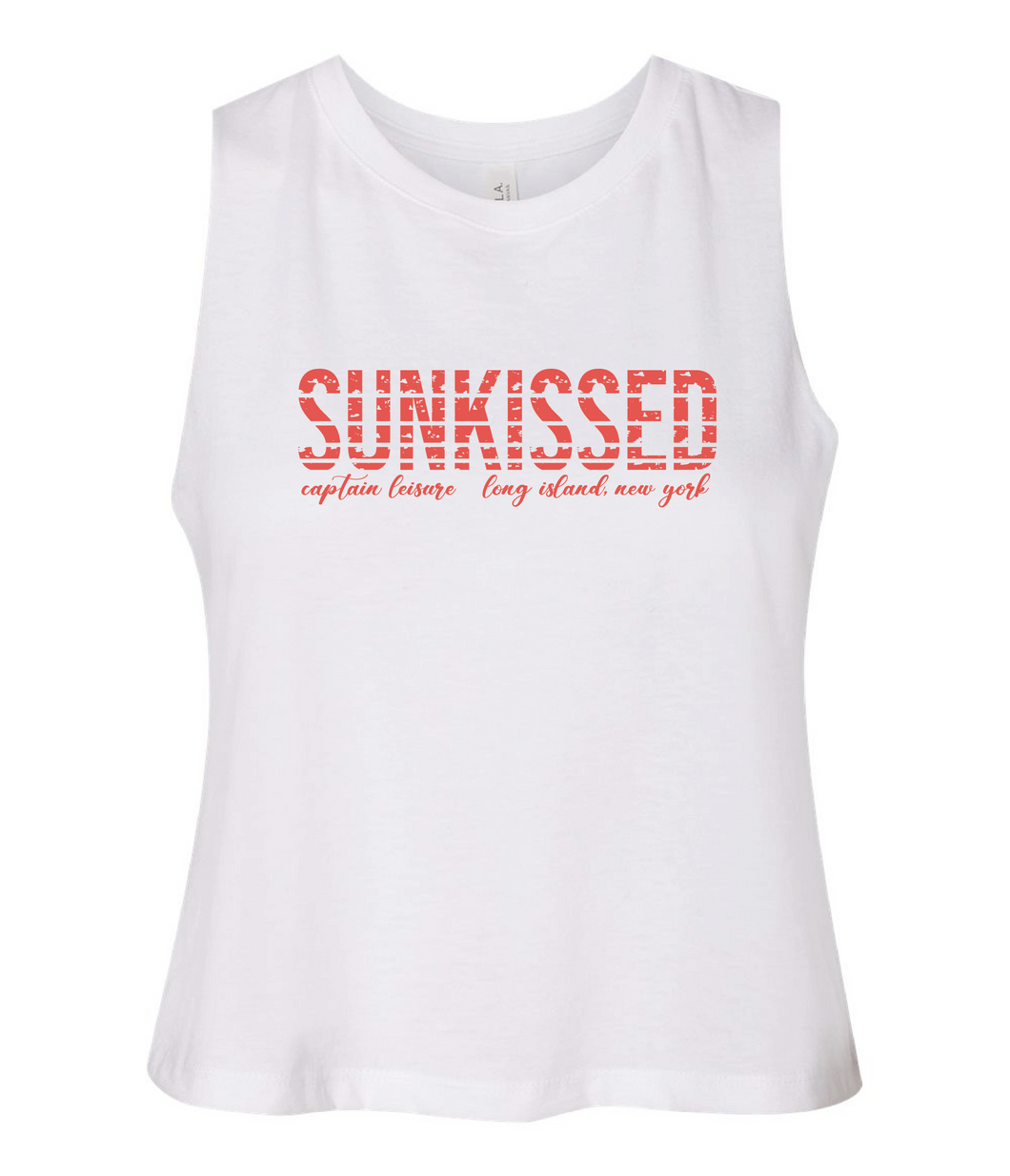 SALE: Sunkissed Cropped Racerback Tank - White