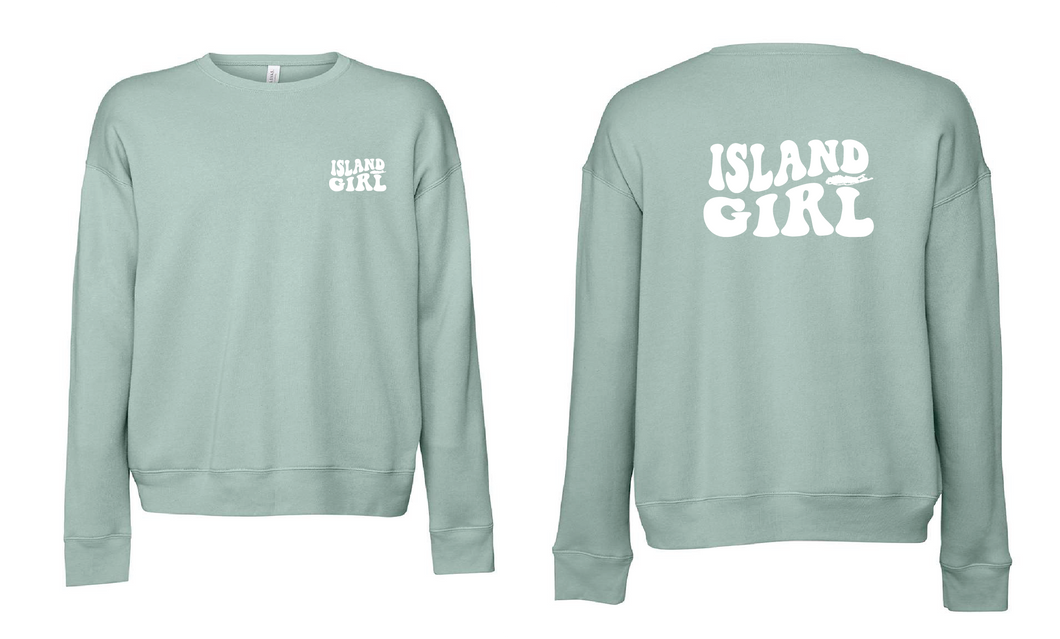 Groovy Island Girl Crewneck Sweatshirt - Blue Lagoon