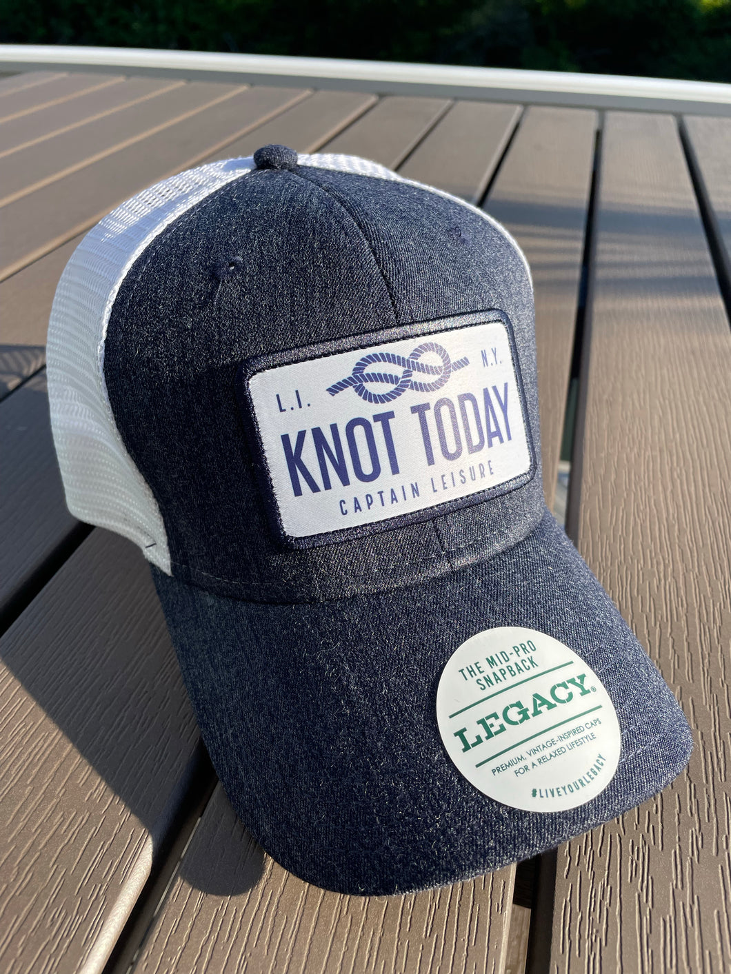 Knot Today Patch Logo Mid-Profile Mesh SnapBack Hat - Navy/White